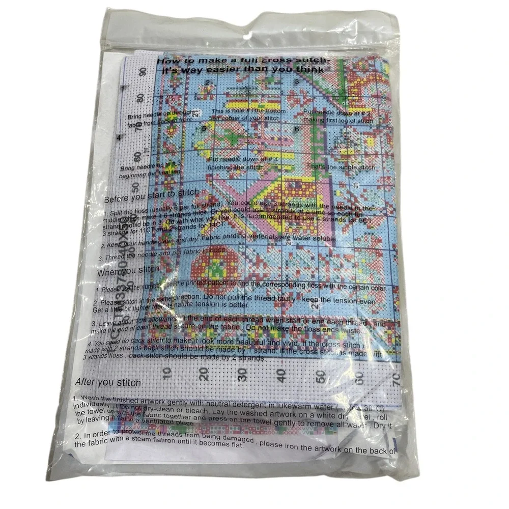 Cross Stitch Kit 11 Count Approx 16 x20 Cottage Village Scene